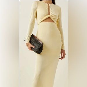 NWT- Significant Other long sleeve cutout maxi. Size 4. Color pale yellow